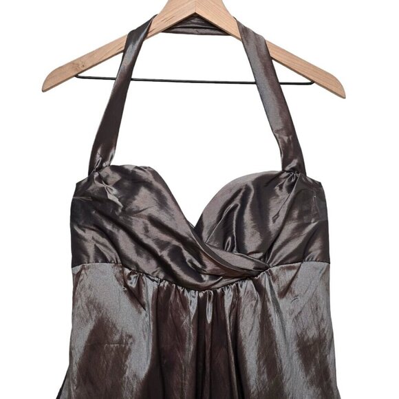 JLM NWT Couture Silver Sweetheart Halter Neck Bubble Hem Formal Dress Sz 12 - Picture 2 of 12